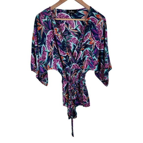 Lulus XS Womens Short Romper Floral Leaf Print 100% Rayon - Picture 7 of 7